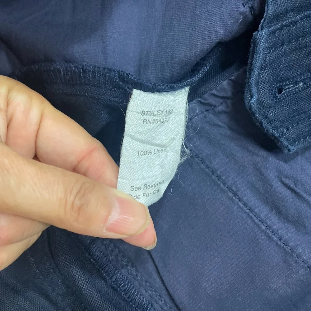 CAbi Navy Blue Linen Sailor Crop Pants